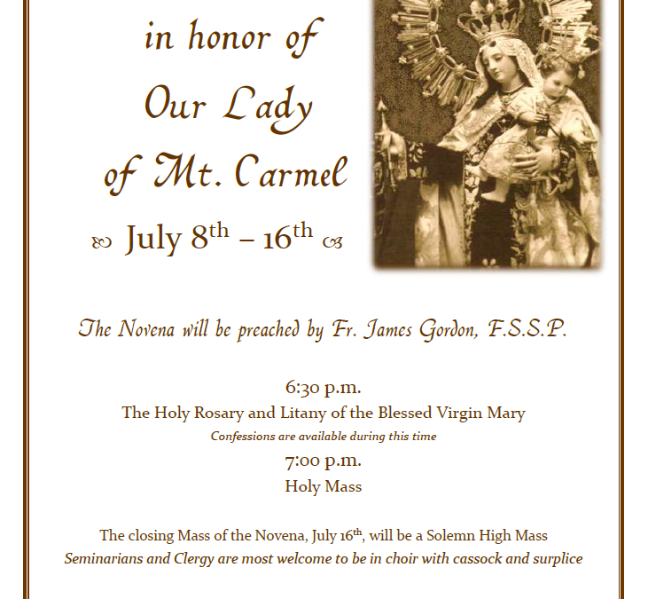 Novena In Honor Of Our Lady Of Mount Carmel